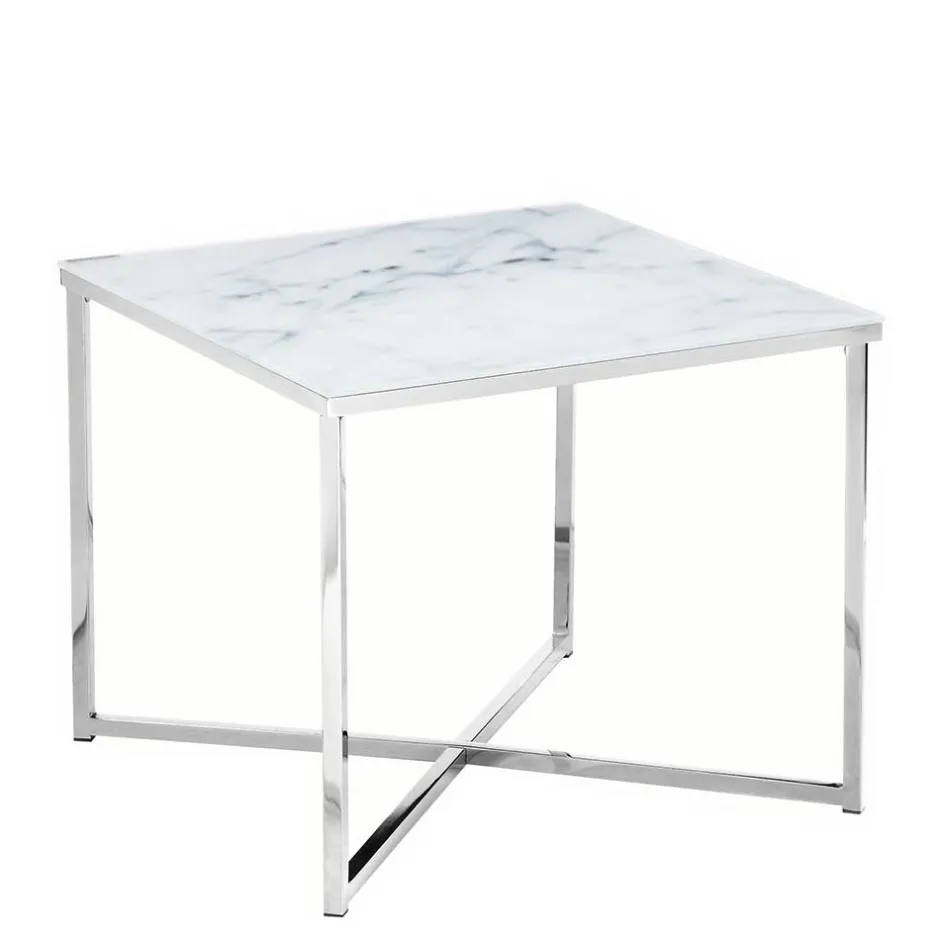 Wohnen Beistelltisch aus Glas in Marmoroptik - Annike