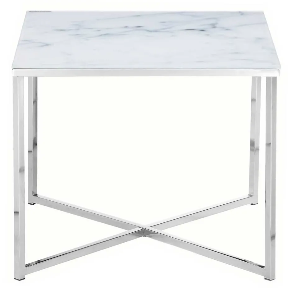 Wohnen Beistelltisch aus Glas in Marmoroptik - Annike