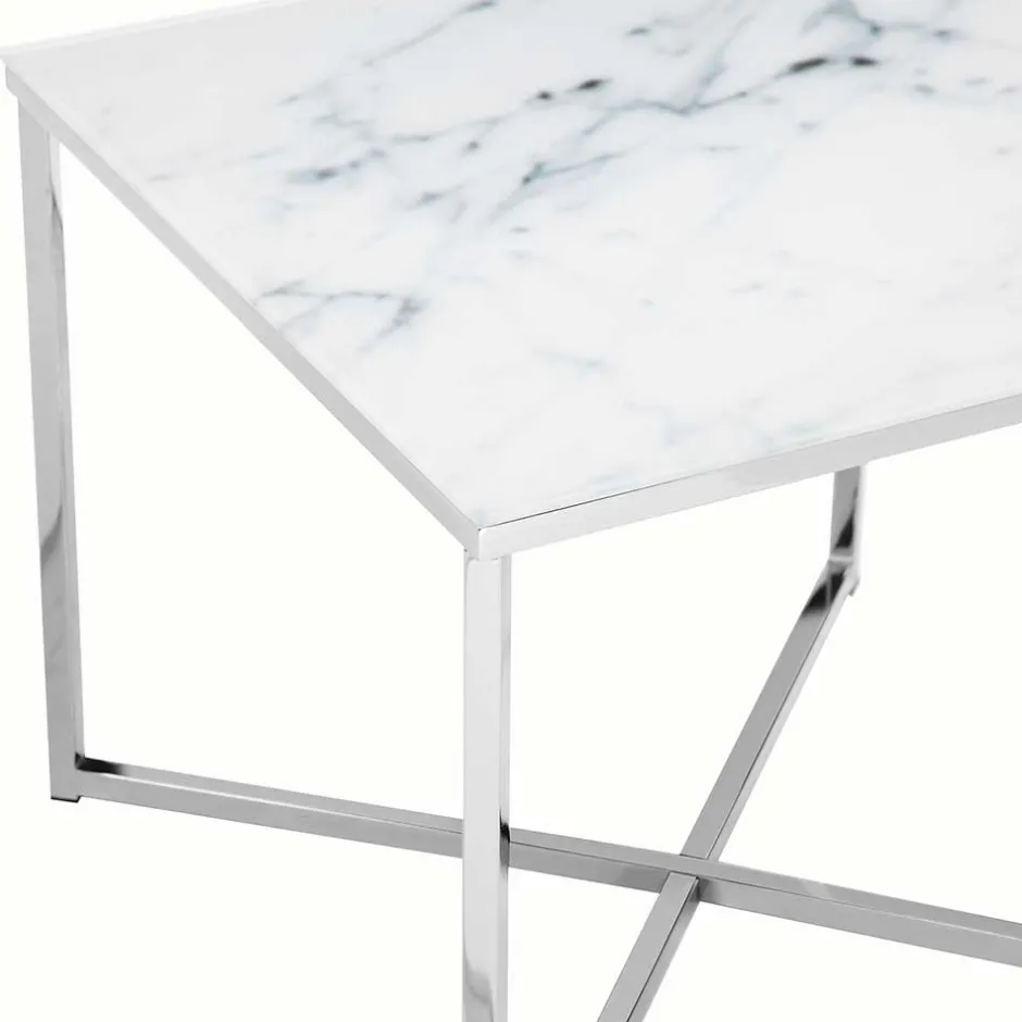 Wohnen Beistelltisch aus Glas in Marmoroptik - Annike