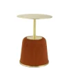 Beistelltisch in Gold mit Cognac Braun - Sambia^Wohnen