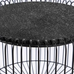 Wohnen Beistelltisch in Schwarz Marmorplatte - Davork