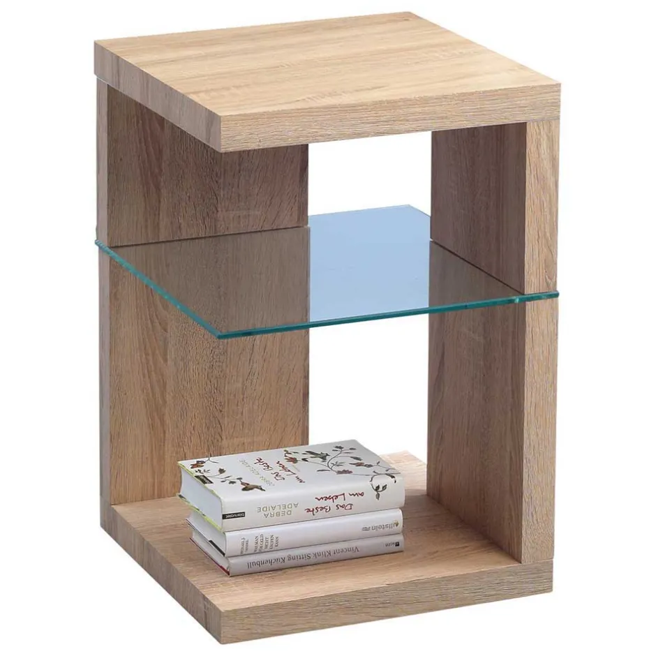 Beistelltisch in Sonoma Eiche Nachbildung Inny mit Zusatz-Glasboden^Wohnen