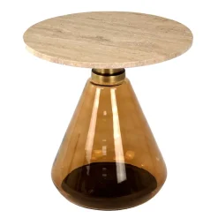 Beistelltisch mit Marmorplatte Hellbraun - Barbarino^Wohnen New