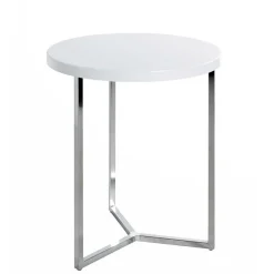 Wohnen Beistelltischchen in Weiß & Chrom - Ofreda