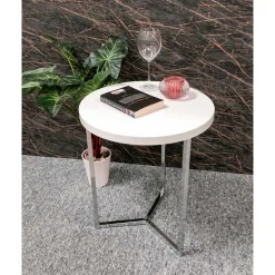 Wohnen Beistelltischchen in Weiß & Chrom - Ofreda