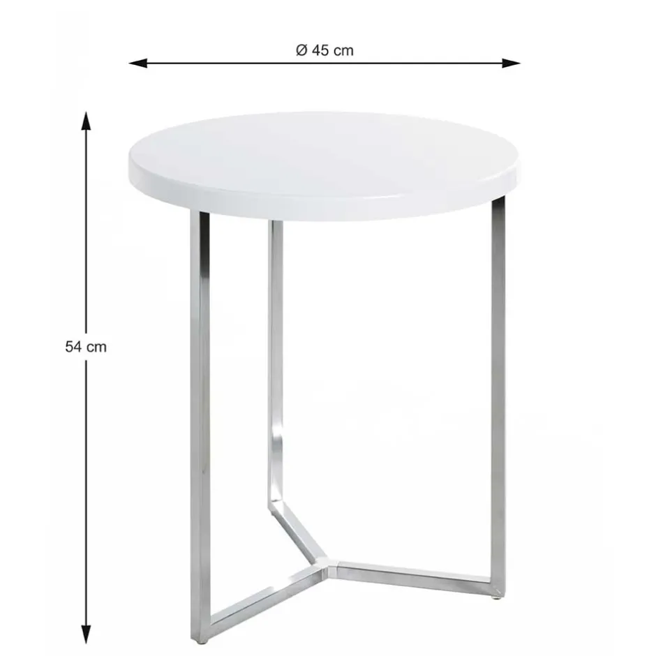 Wohnen Beistelltischchen in Weiß & Chrom - Ofreda