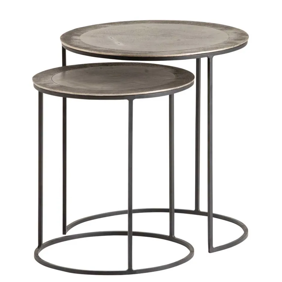Wohnen Beistelltische in Nickel Antik - Robot (zweiteilig)