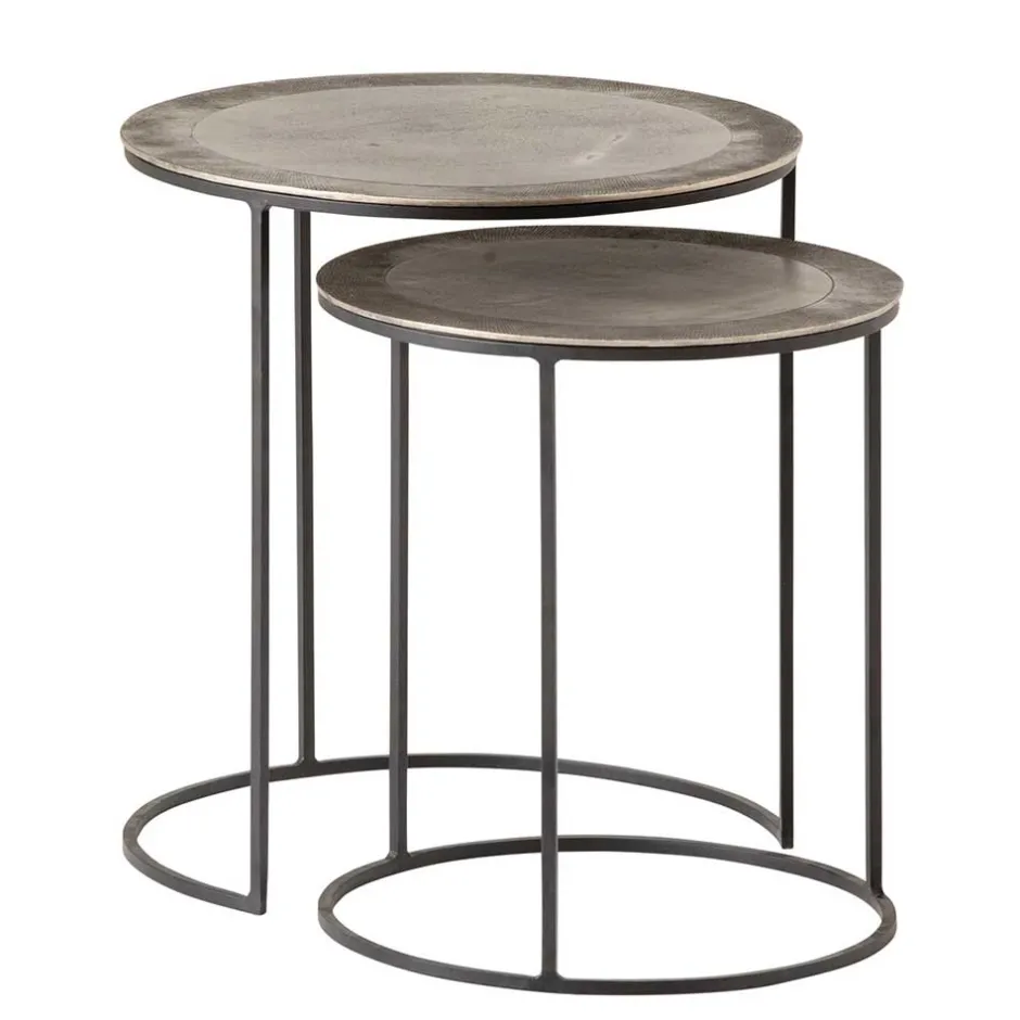 Wohnen Beistelltische in Nickel Antik - Robot (zweiteilig)