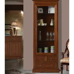 Wohnen Beleuchtete Vitrine in Walnuss Braun - Istefanio