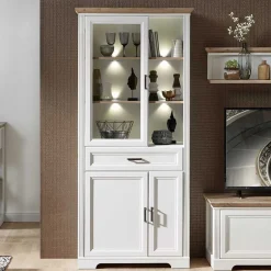 Wohnen Beleuchteter Vitrinenschrank im Country Style - Sinolita