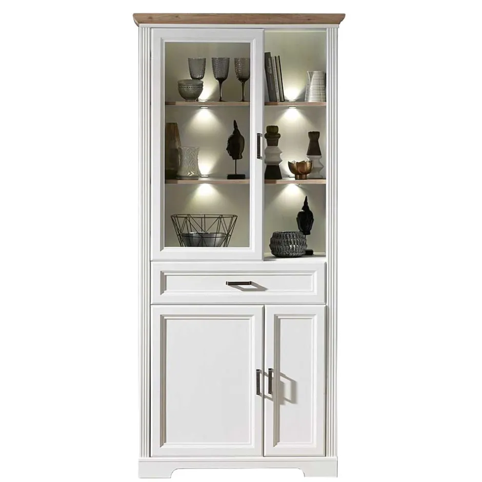 Wohnen Beleuchteter Vitrinenschrank im Country Style - Sinolita