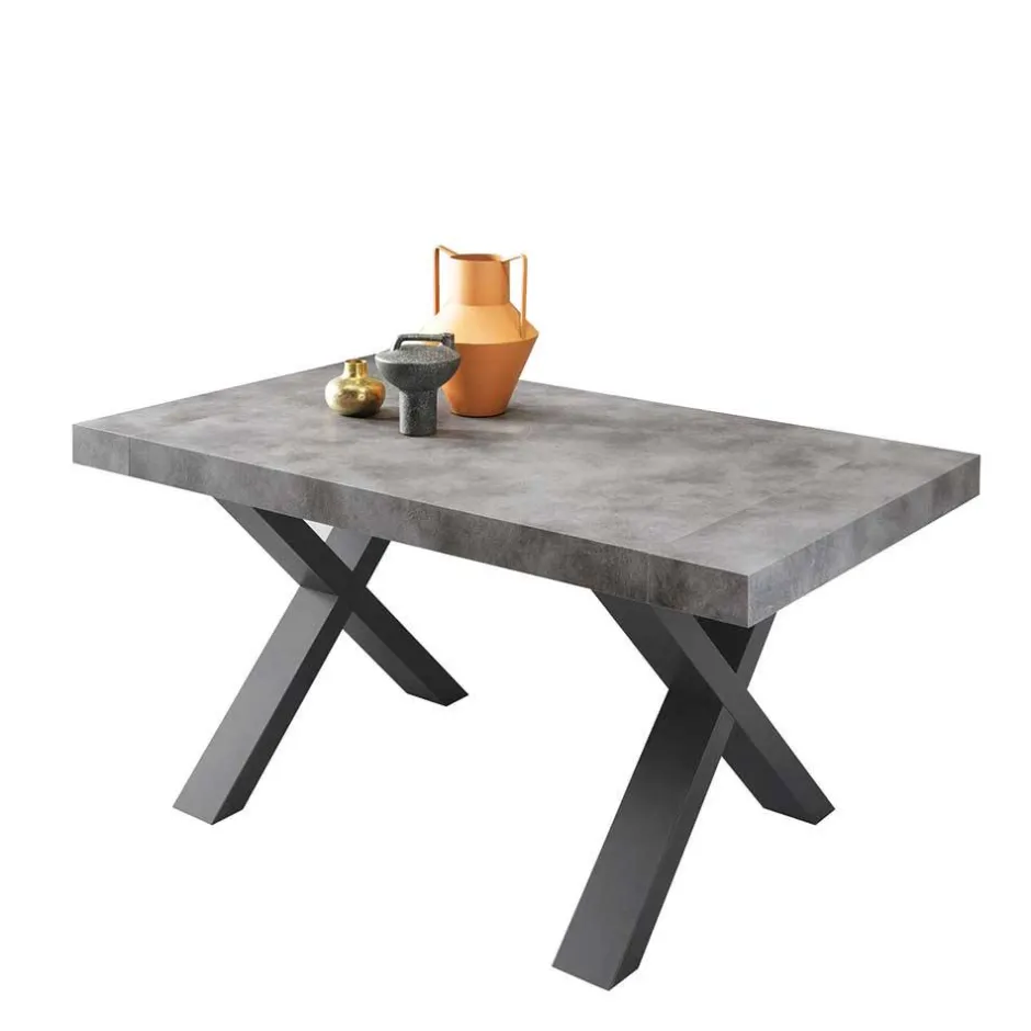 Wohnen Betonoptik Ausziehtisch mit zwei Einlegeplatten - Relisa