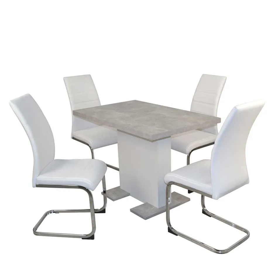 Wohnen Betonoptik Säulentisch & Freischwinger - Gates (fünfteilig)