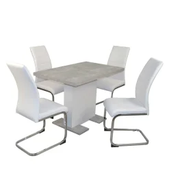 Wohnen Betonoptik Säulentisch & Freischwinger - Gates (fünfteilig)