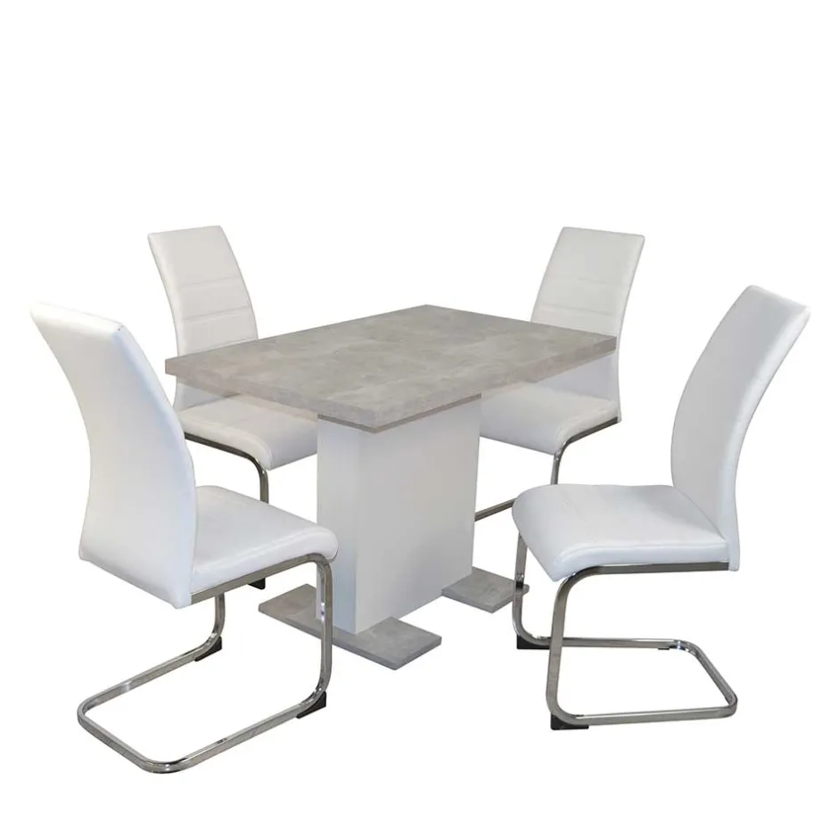 Wohnen Betonoptik Säulentisch & Freischwinger - Gates (fünfteilig)