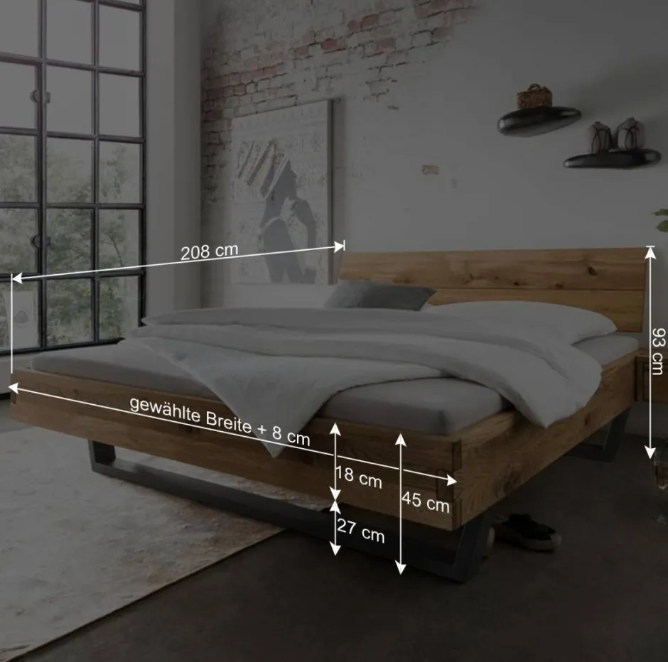 Bett & Nachtkommoden aus Wildeiche - Aryvano (dreiteilig)^Wohnen