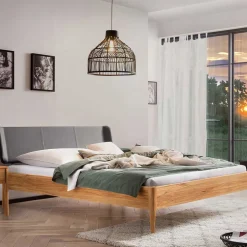 Wohnen Bett aus Wildbuche massiv und Kunstleder - Padricio