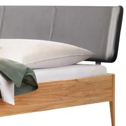 Wohnen Bett aus Wildbuche massiv und Kunstleder - Padricio