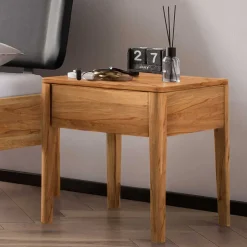 Wohnen Bett aus Wildbuche massiv und Kunstleder - Padricio