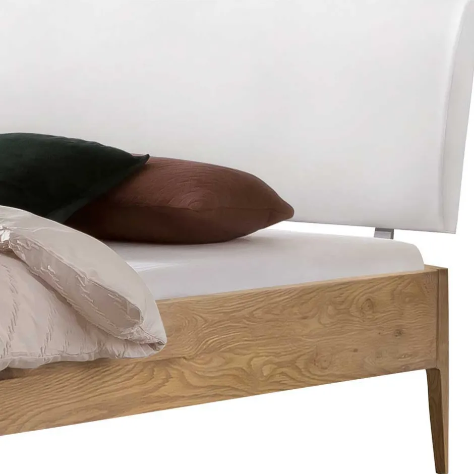 Wohnen Bett aus Wildeiche Holz & Kunstleder - Vinessia