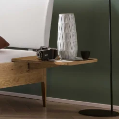 Wohnen Bett aus Wildeiche Holz & Kunstleder - Vinessia