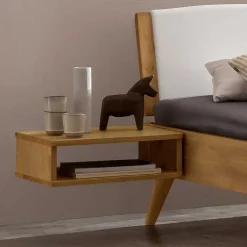 Wohnen Bett aus Wildeiche mit Kunstleder - Cubus