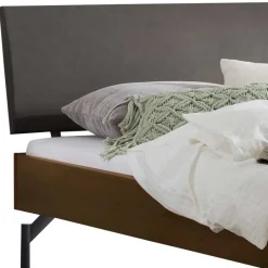 Wohnen Bett in Nussbaum Braun & Anthrazit - Ayero (dreiteilig)