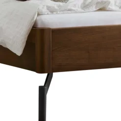 Wohnen Bett in Nussbaum Braun & Anthrazit - Ayero (dreiteilig)