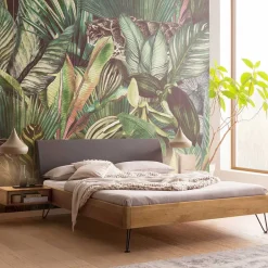 Wohnen Bett mit Kopfteil gepolstert Kunstleder Anthrazit - Catrizia