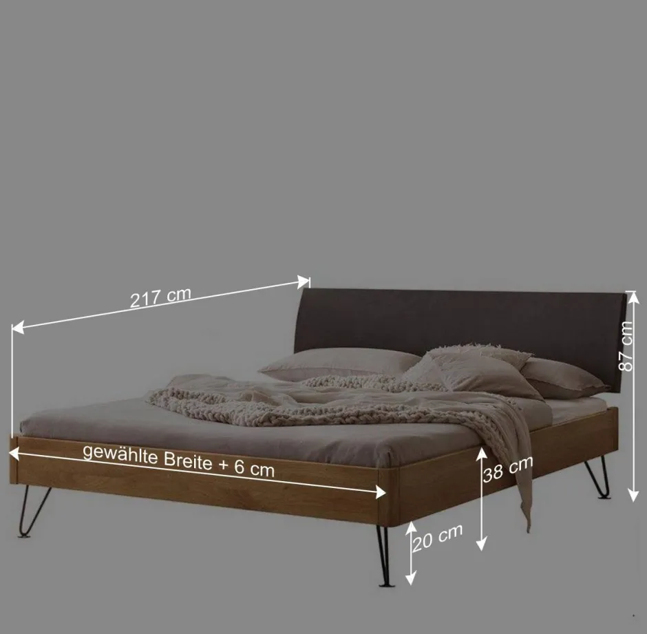 Wohnen Bett mit Kopfteil gepolstert Kunstleder Anthrazit - Catrizia