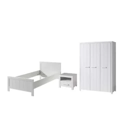 Bett und Nachtkommode und Schrank Set - Ellen^Wohnen Best