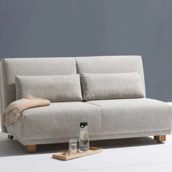 Bettcouch in Beige & Eiche - Memphis^Wohnen Outlet