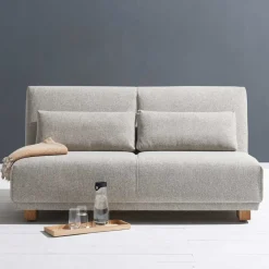 Bettcouch in Beige & Eiche - Memphis^Wohnen Outlet