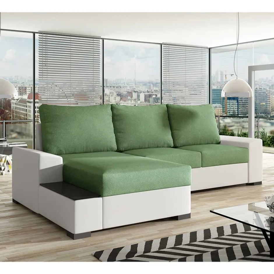 Wohnen Bettcouch in Hellgrün und Weiß - Toskana