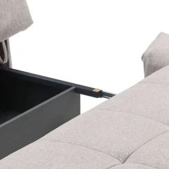 Wohnen Bettcouch mit verstellbaren Armlehnen in Hellgrau - Lactna