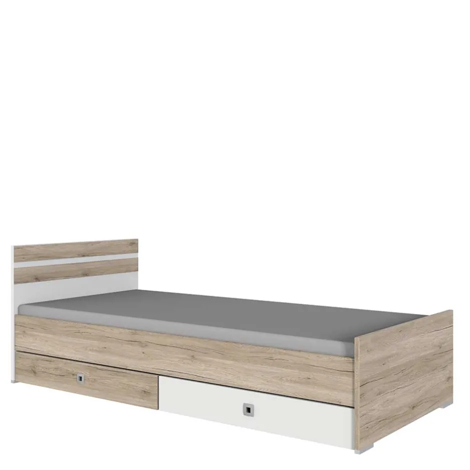 Bettgestell in Eiche San Remo Dekor & Weiß - Abrud^Wohnen New