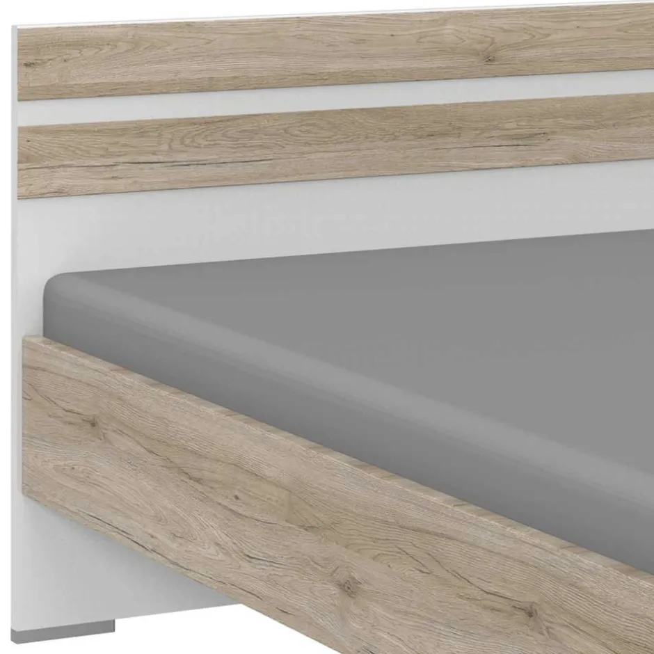 Bettgestell in Eiche San Remo Dekor & Weiß - Abrud^Wohnen New