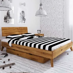 Bettkasten Einzelbett aus Wildeiche Holz - Eavy II^Wohnen Sale