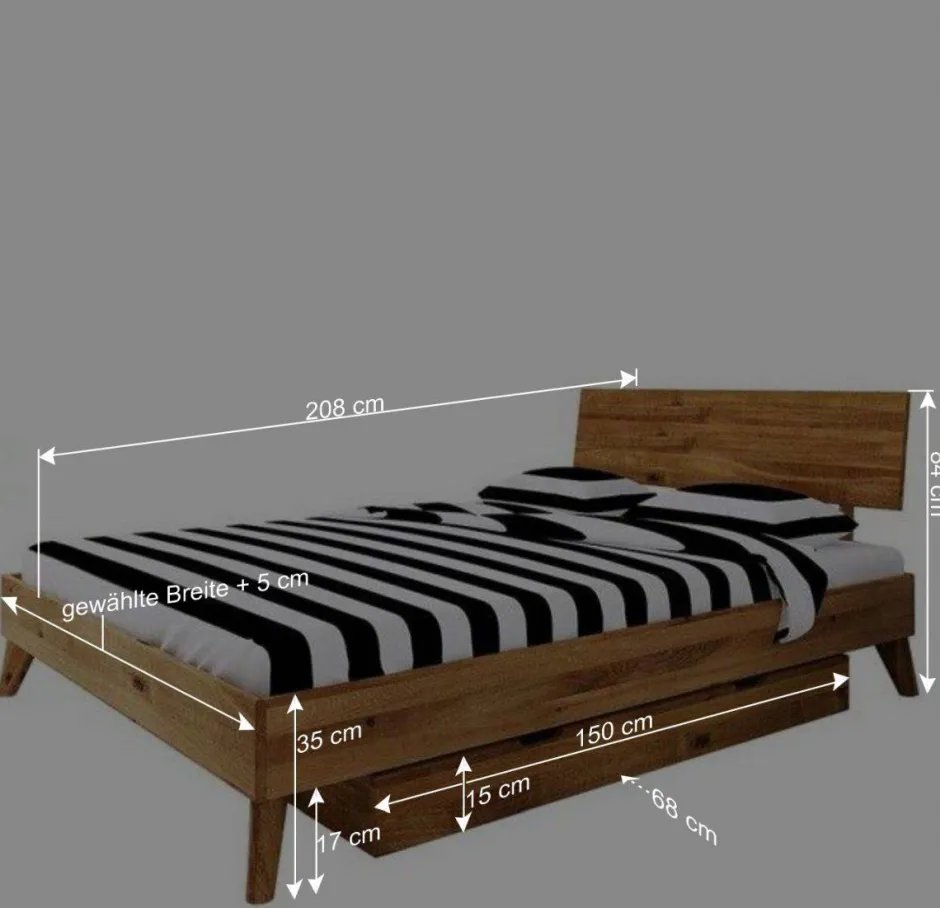 Bettkasten Einzelbett aus Wildeiche Holz - Eavy II^Wohnen Sale