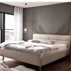 Bettkasten Polsterbett in Beige & Eiche - Stroy^Wohnen Best