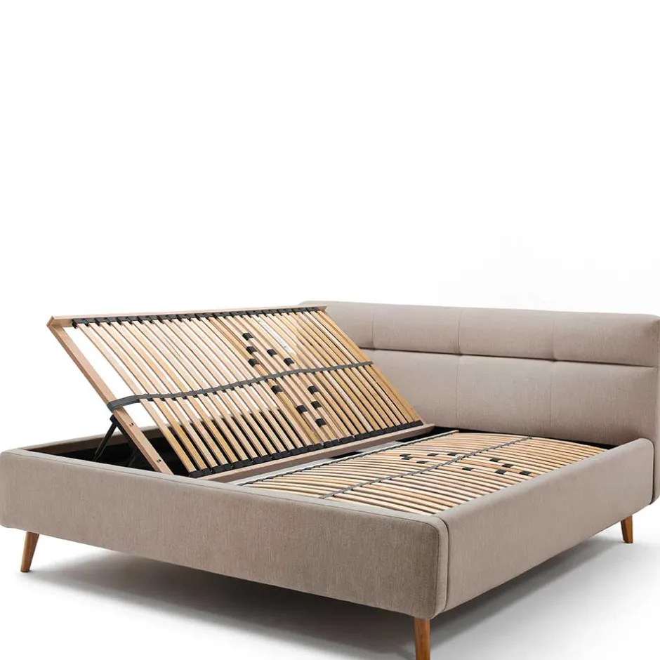 Bettkasten Polsterbett in Beige & Eiche - Stroy^Wohnen Best
