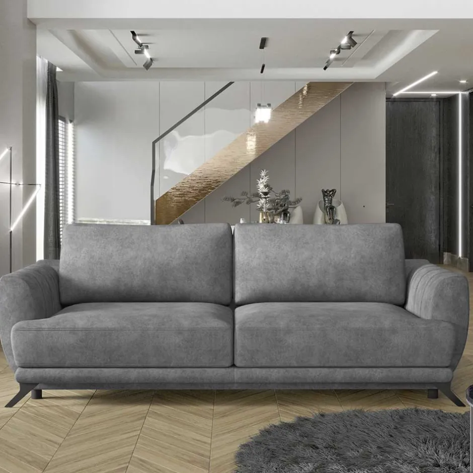 Bettsofa in Grau Stoff in Vintage Optik - Salcina^Wohnen Discount