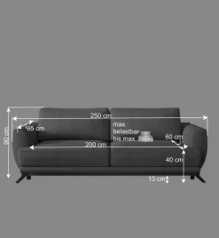 Bettsofa in Grau Stoff in Vintage Optik - Salcina^Wohnen Discount