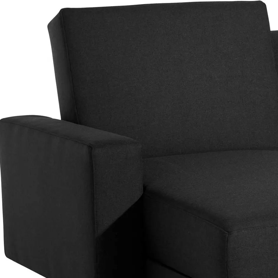 Wohnen Bettsofa mit Hocker in Schwarz mit Chrom - Farella (zweiteilig)