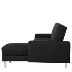 Wohnen Bettsofa mit Hocker in Schwarz mit Chrom - Farella (zweiteilig)