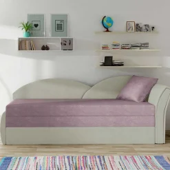 Wohnen Bettsofa Recamiere in Altrosa und Hellgrau - Loreo