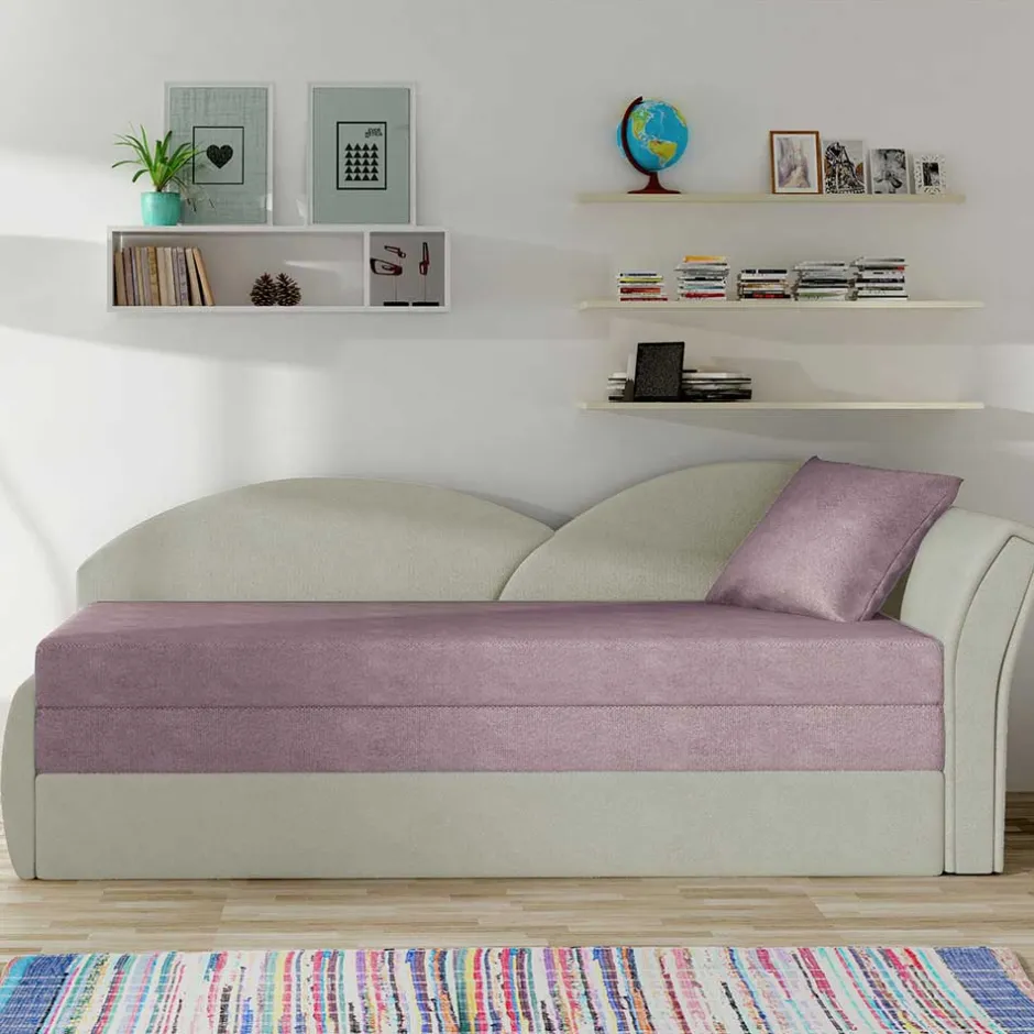 Wohnen Bettsofa Recamiere in Altrosa und Hellgrau - Loreo