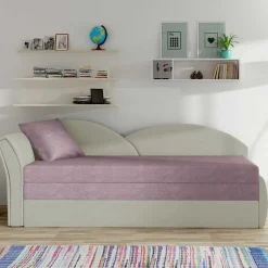 Wohnen Bettsofa Recamiere in Altrosa und Hellgrau - Loreo