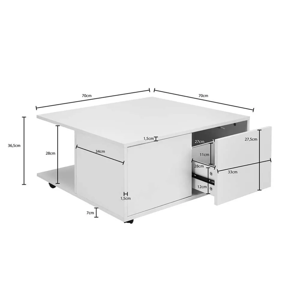 Wohnen Beweglicher Wohnzimmer Couchtisch in Weiß - Kyras