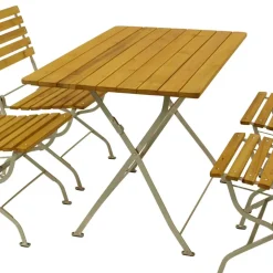 Wohnen Biergarten Gartengarnitur aus Robinie & Stahl - Haita (fünfteilig)